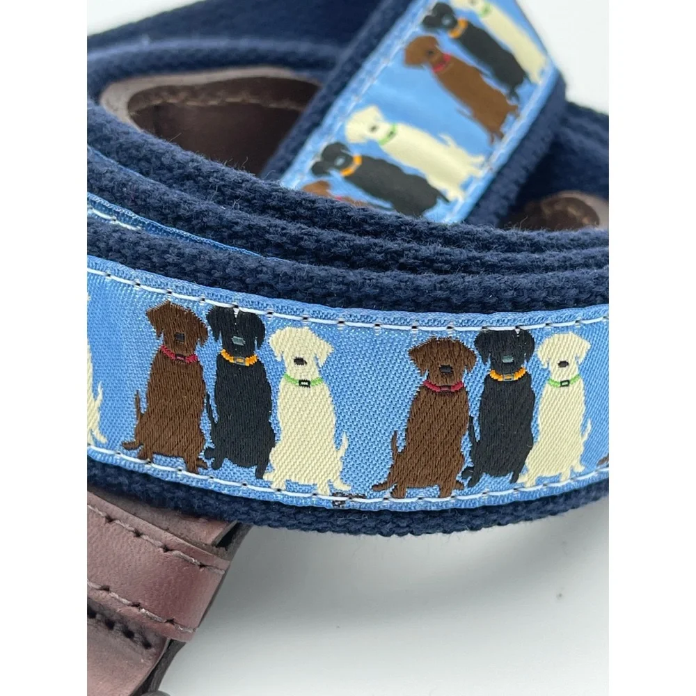 The Belted Cow Three 3 Labs Dogs Belt Leather Brass Buckle Webbing Sz 50